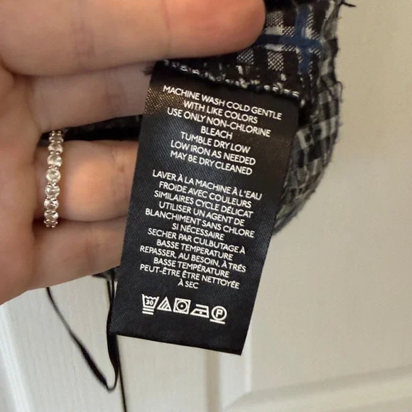 Free People Kiko Top Black Blue Printed Button Front Puff Sleeve Blouse Size M - Picture 7 of 9